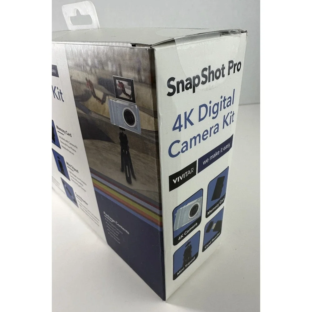 New! Blue Vivitar Snapshot Pro 4K Digital Camera Kit Video W/ Flip Out Screen